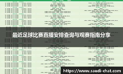 最近足球比赛直播安排查询与观赛指南分享