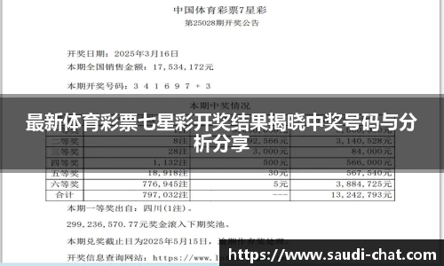 最新体育彩票七星彩开奖结果揭晓中奖号码与分析分享